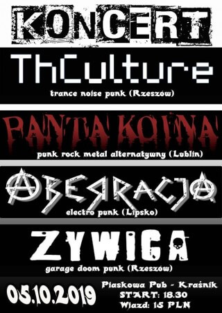 Concert THCulture, Aberracja, Panta Koina, Żywica - Kraśnik - Piaskowa Pub - 05.10.2019
