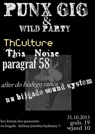Koncert THCulture - Old Sub Culture Tour - Wołów - BUNKIER - 31.10.2015